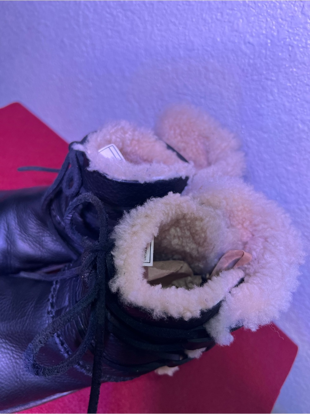Black Leather UGG Shearling-Lined Ankle Boots - Picture 4 of 8